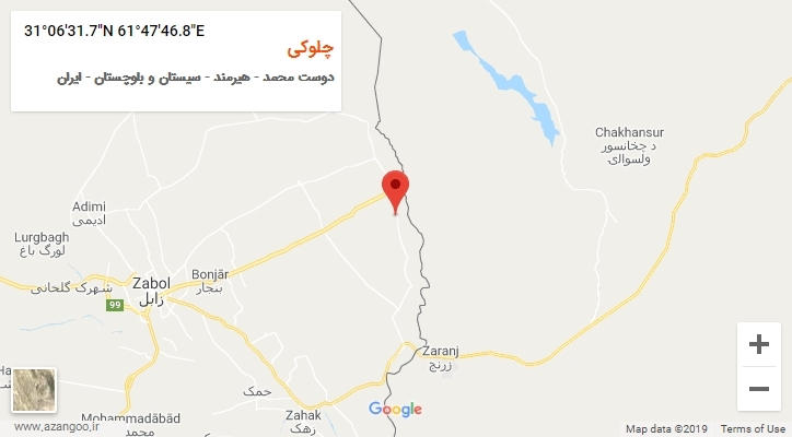 روستای چلوکی بر روی نقشه