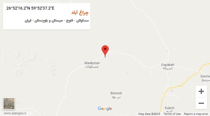 روستای چراغ آباد بر روی نقشه