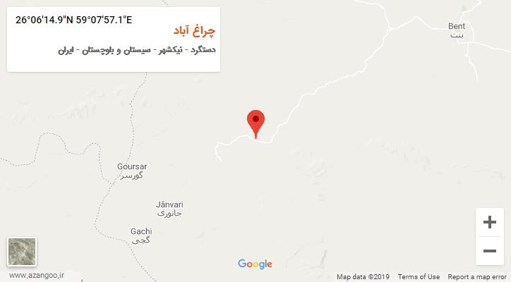 روستای چراغ آباد بر روی نقشه