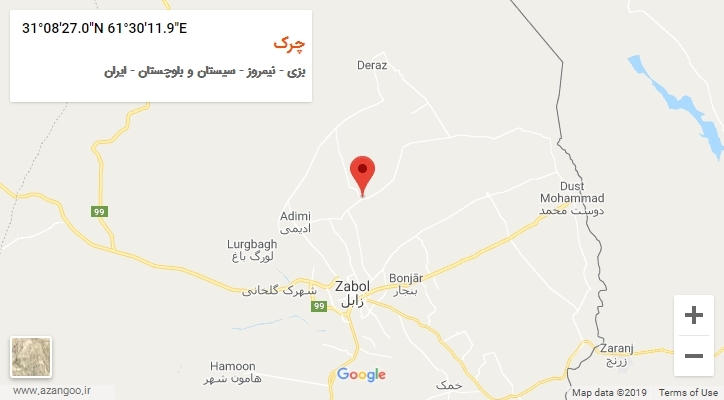 روستای چرک بر روی نقشه