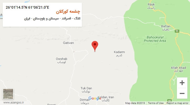 روستای چشمه کورکلان بر روی نقشه