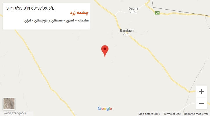 روستای چشمه زرد بر روی نقشه