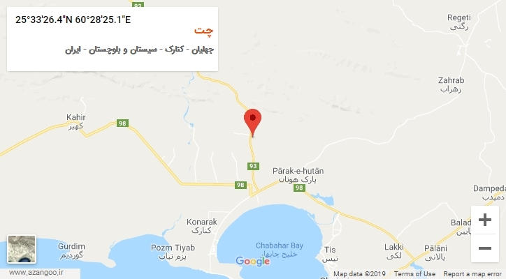روستای چت بر روی نقشه