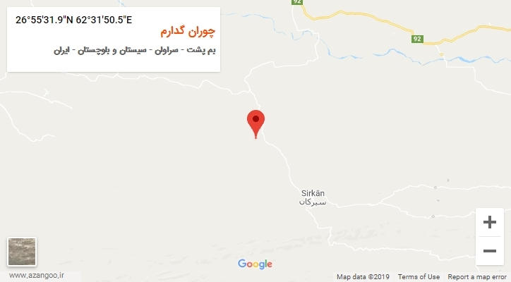 روستای چوران گدارم بر روی نقشه