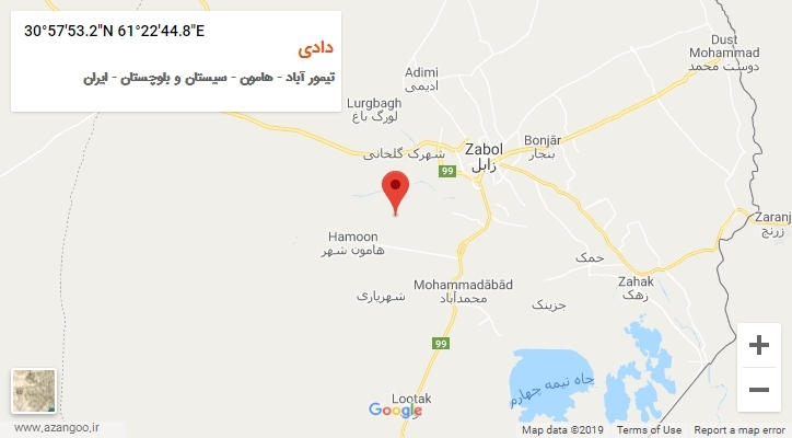 روستای دادی بر روی نقشه