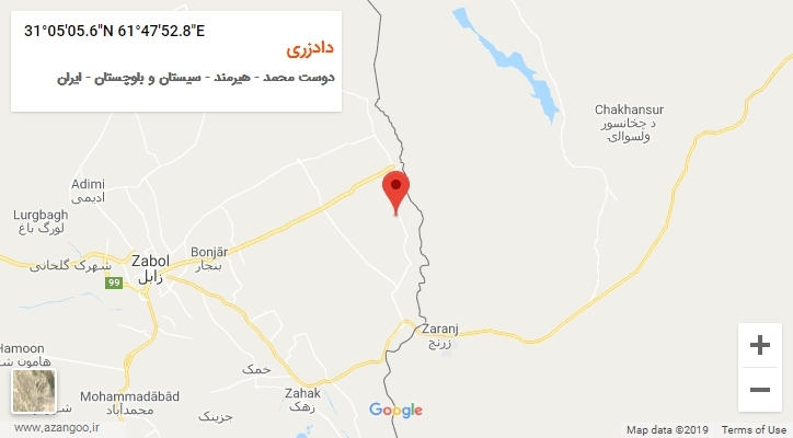 روستای دادزری بر روی نقشه