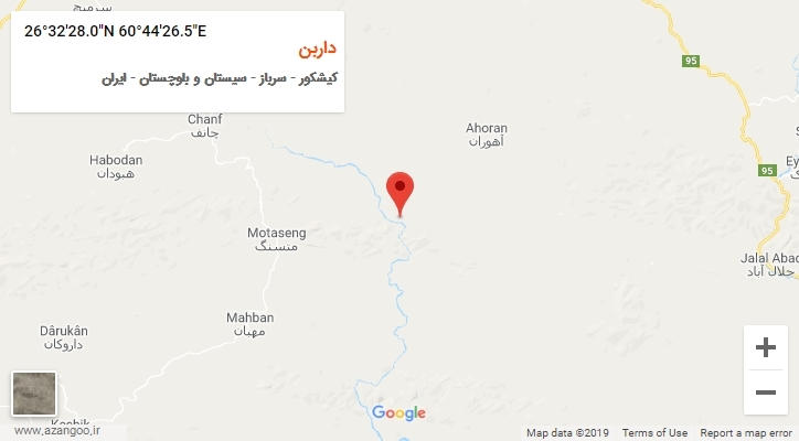 روستای داربن بر روی نقشه