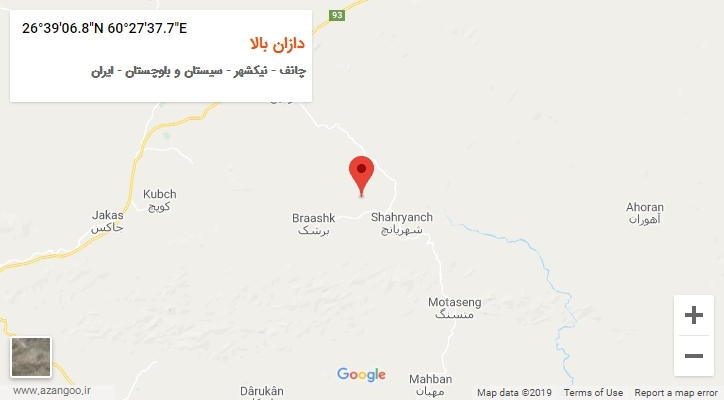 روستای دازان بالا بر روی نقشه