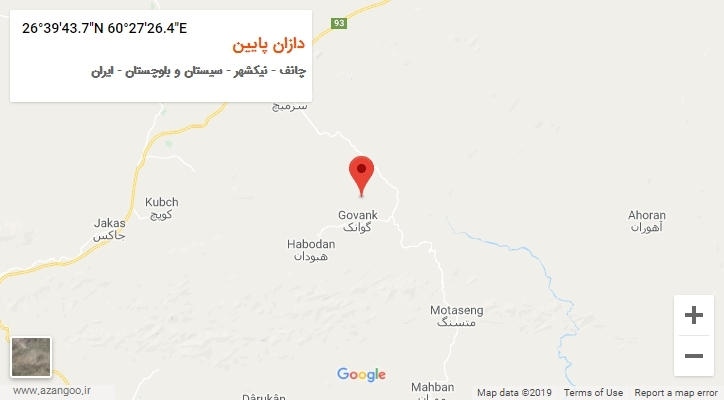 روستای دازان پایین بر روی نقشه