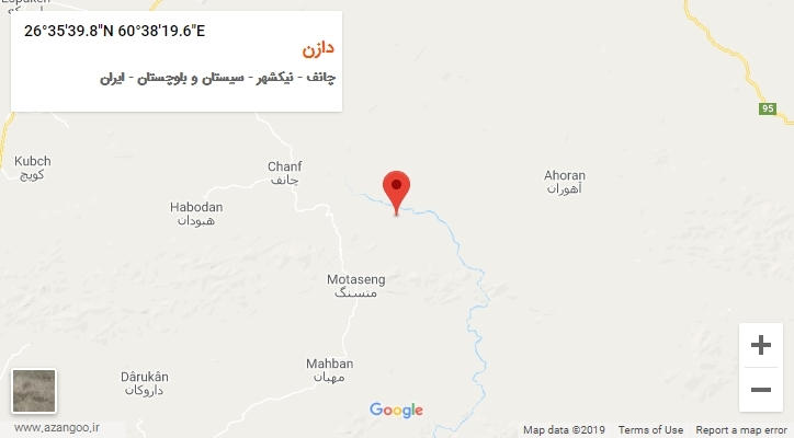 روستای دازن بر روی نقشه