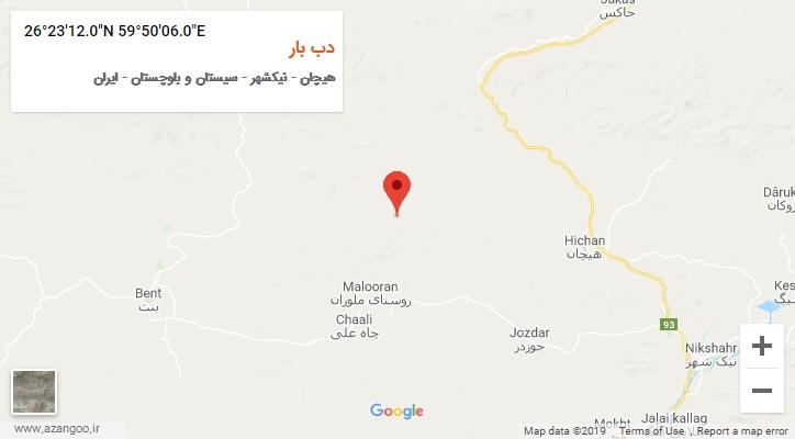روستای دب بار بر روی نقشه