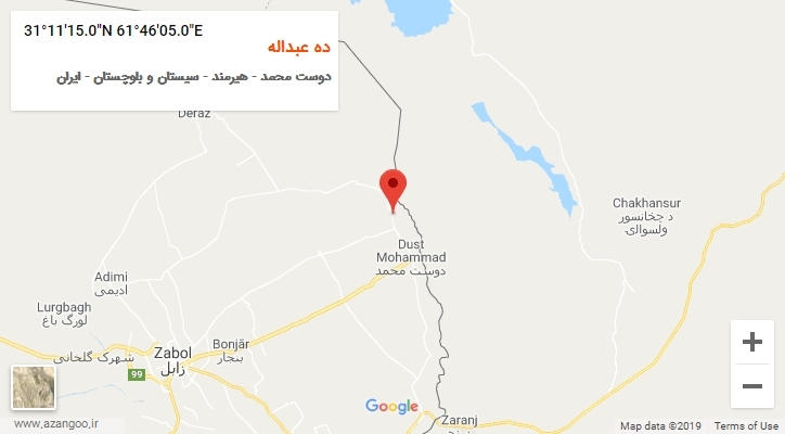 روستای ده عبداله بر روی نقشه