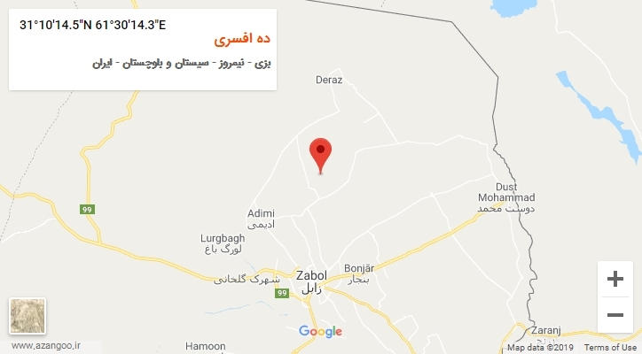 روستای ده افسری بر روی نقشه