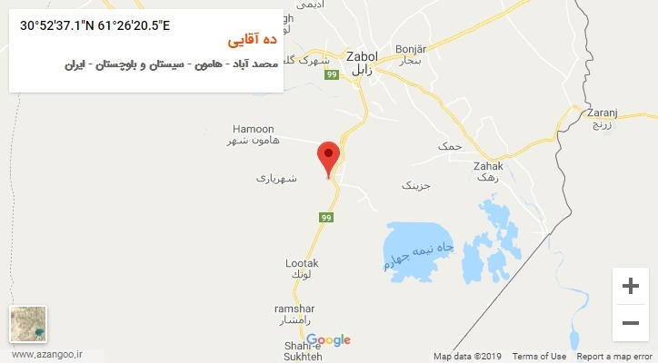روستای ده آقایی بر روی نقشه