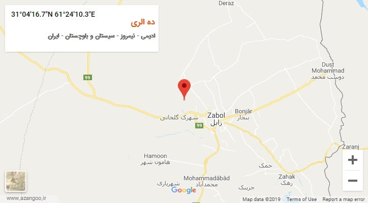 روستای ده الری بر روی نقشه