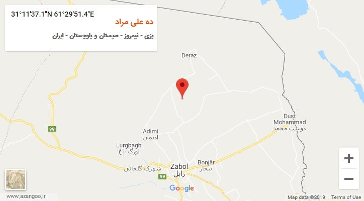 روستای ده علی مراد بر روی نقشه