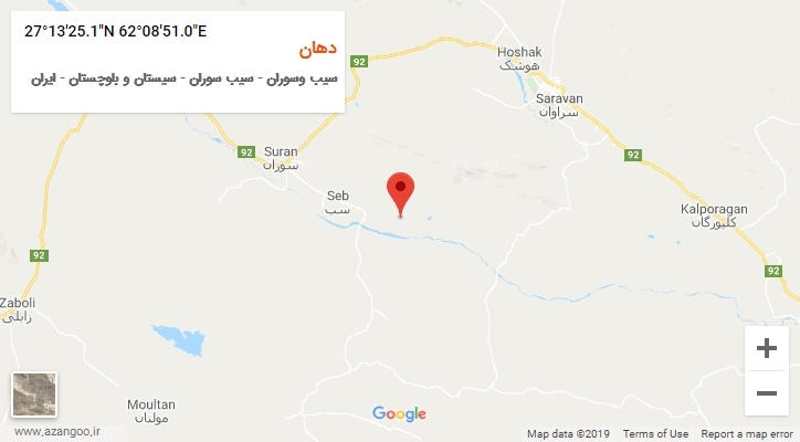 روستای دهان بر روی نقشه