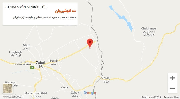 روستای ده انوشیروان بر روی نقشه