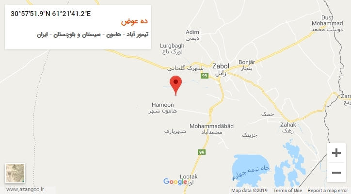 روستای ده عوض بر روی نقشه
