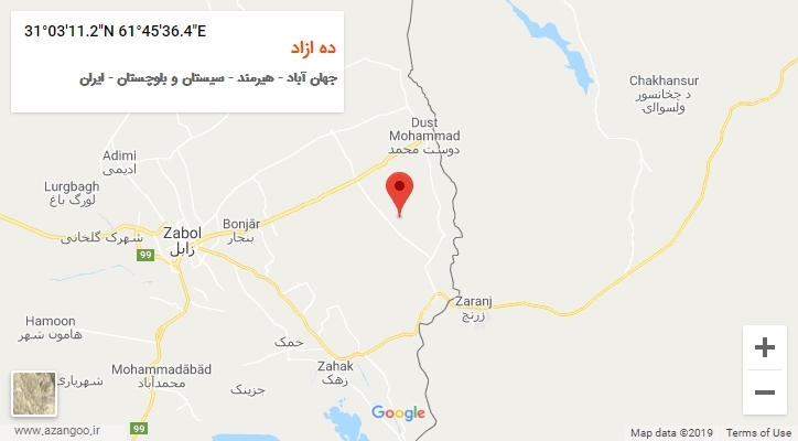 روستای ده ازاد بر روی نقشه
