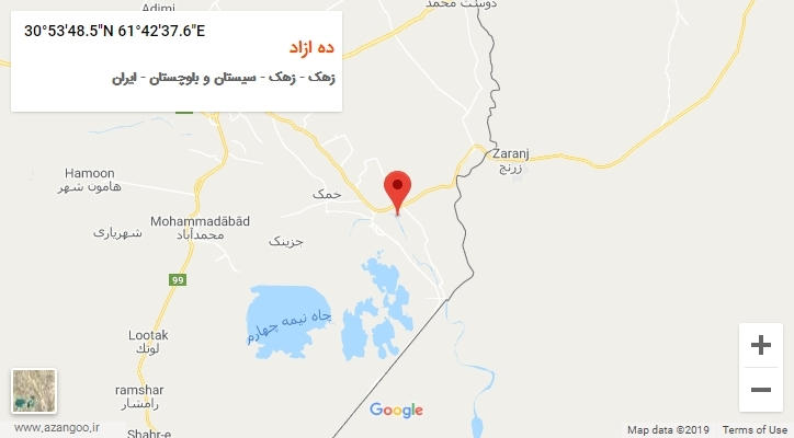 روستای ده ازاد بر روی نقشه