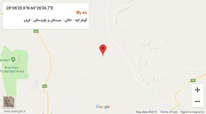 روستای ده بالا بر روی نقشه