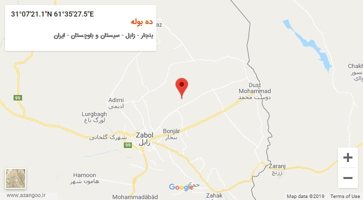 روستای ده بوله بر روی نقشه