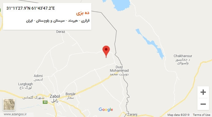 روستای ده بزی بر روی نقشه