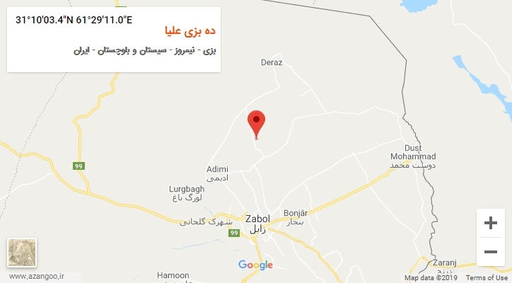 روستای ده بزی علیا بر روی نقشه
