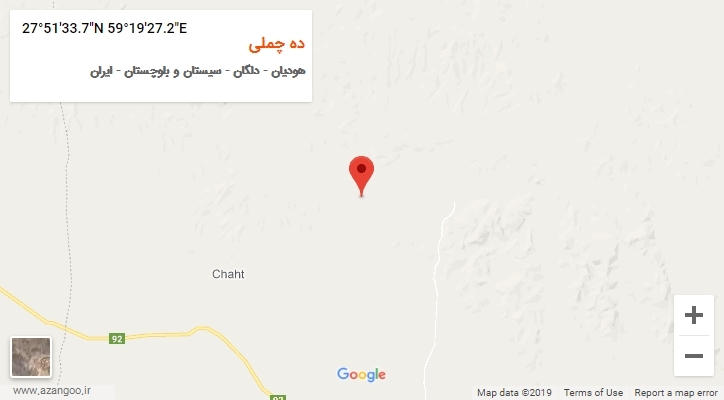 روستای ده چملی بر روی نقشه