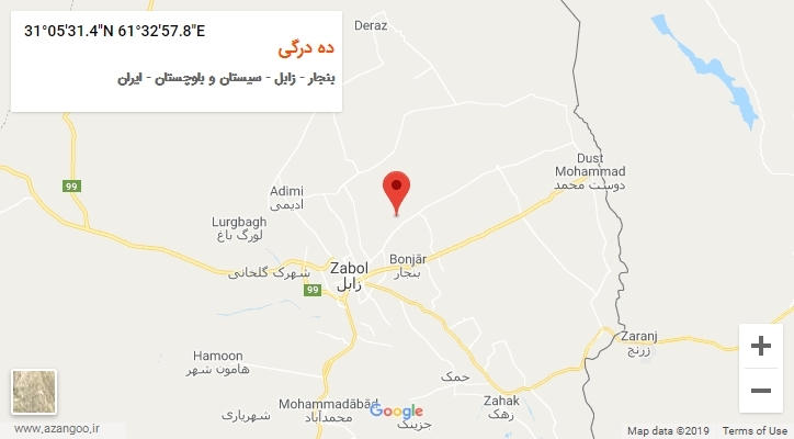 روستای ده درگی بر روی نقشه