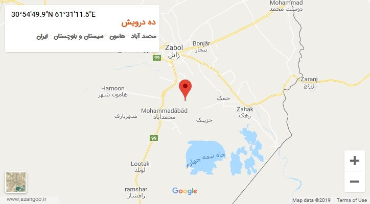 روستای ده درویش بر روی نقشه