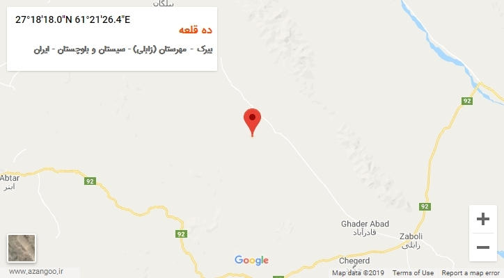 روستای ده قلعه بر روی نقشه