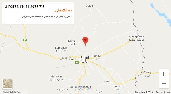 روستای ده غلامعلی بر روی نقشه