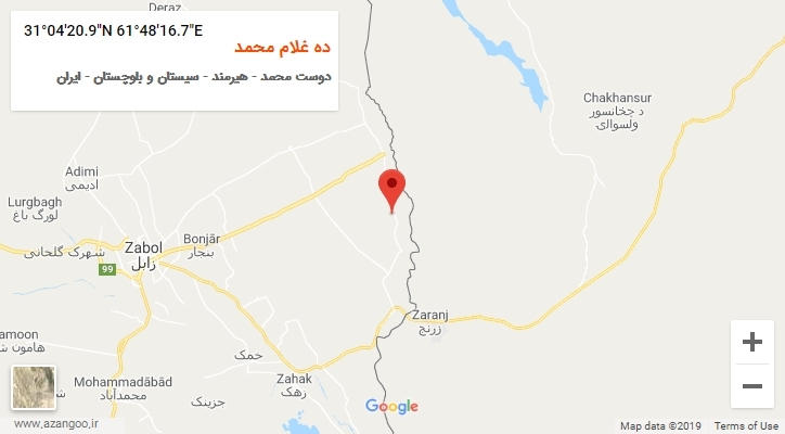 روستای ده غلام محمد بر روی نقشه