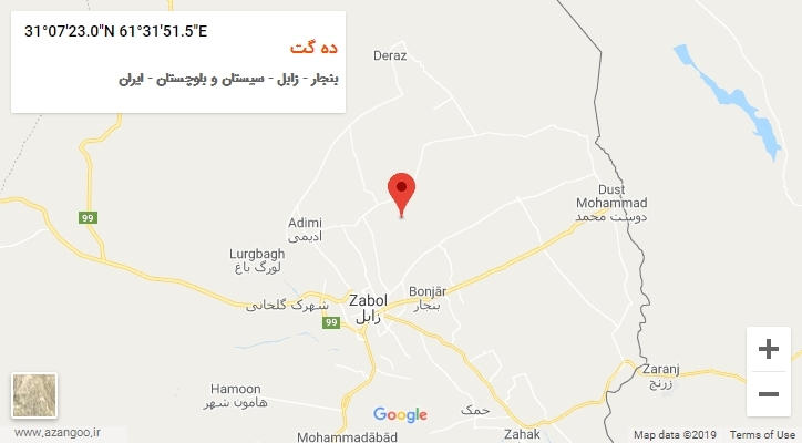 روستای ده گت بر روی نقشه