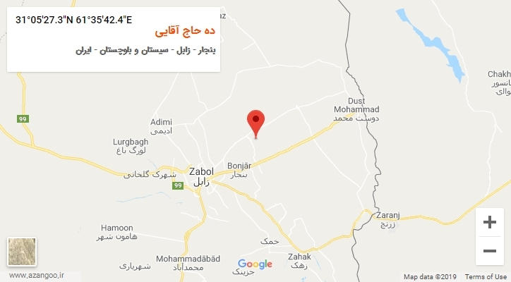 روستای ده حاج آقایی بر روی نقشه