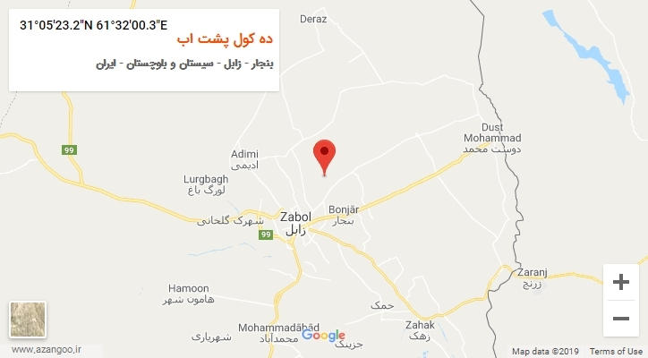 روستای ده کول پشت اب بر روی نقشه