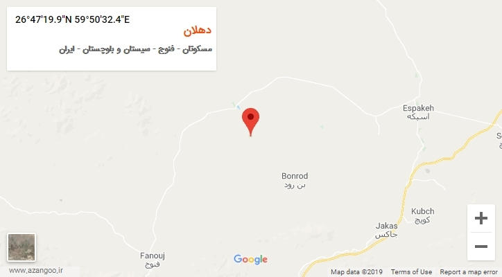 روستای دهلان بر روی نقشه