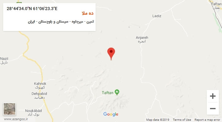 روستای ده ملا بر روی نقشه