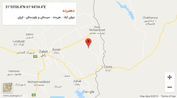 روستای دهمرده بر روی نقشه