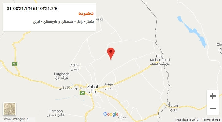 روستای دهمرده بر روی نقشه