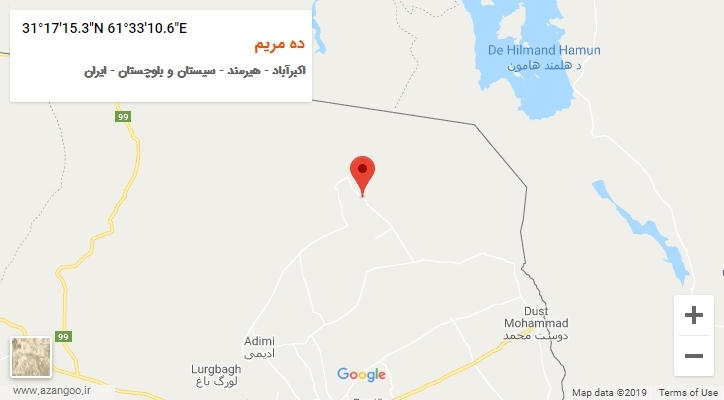 روستای ده مریم بر روی نقشه