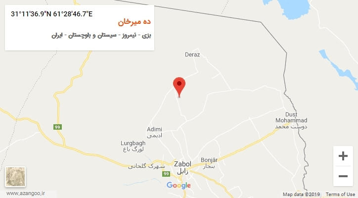 روستای ده میرخان بر روی نقشه