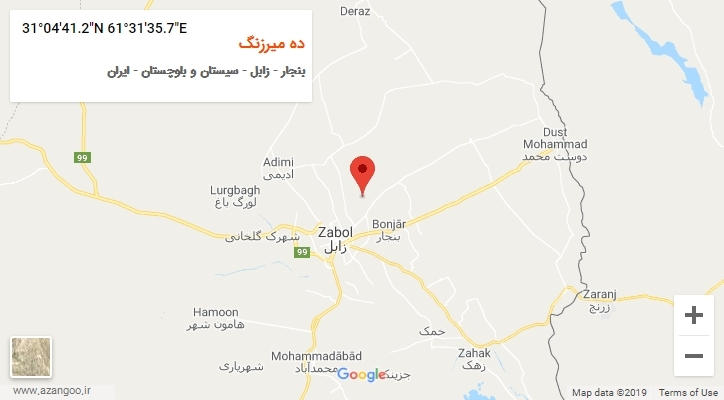 روستای ده میرزنگ بر روی نقشه