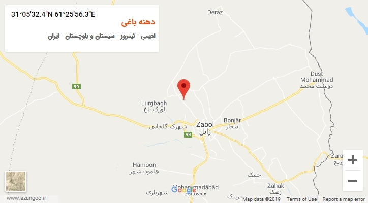 روستای دهنه باغی بر روی نقشه