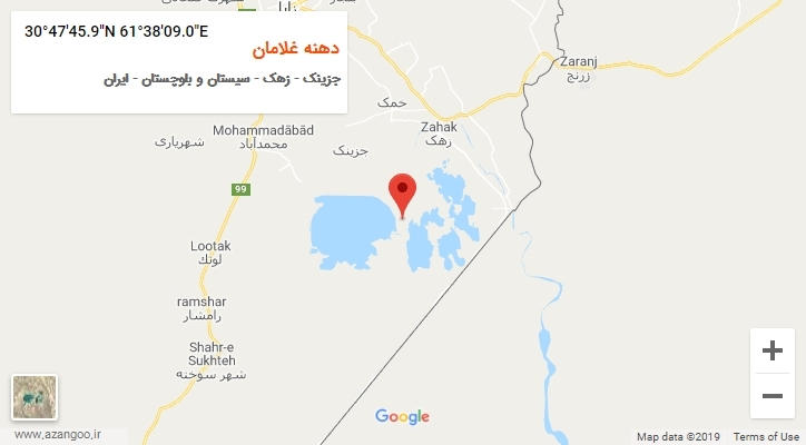 روستای دهنه غلامان بر روی نقشه