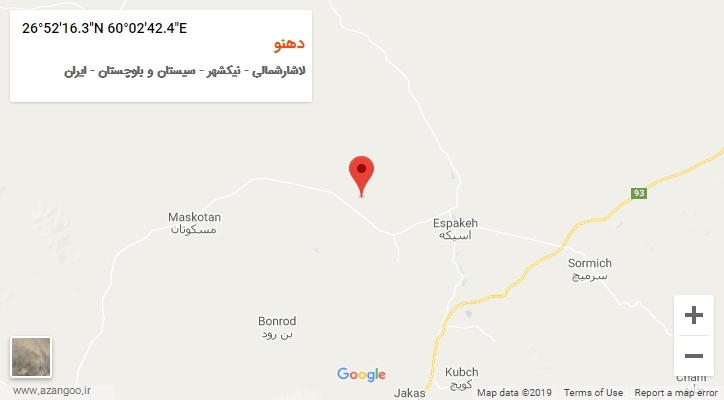 روستای دهنو بر روی نقشه
