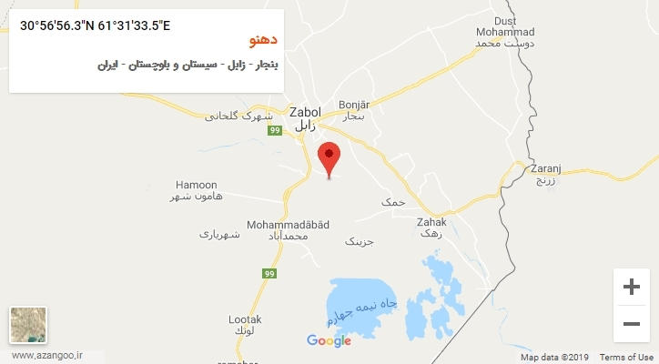 روستای دهنو بر روی نقشه