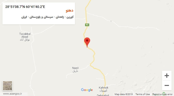 روستای دهنو بر روی نقشه